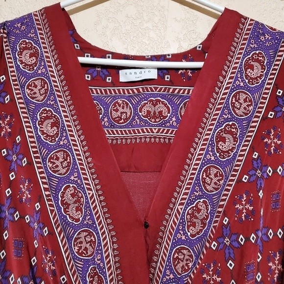 SANDRO Floral-print Short-sleeved Satin Playsuit - Picture 8 of 16